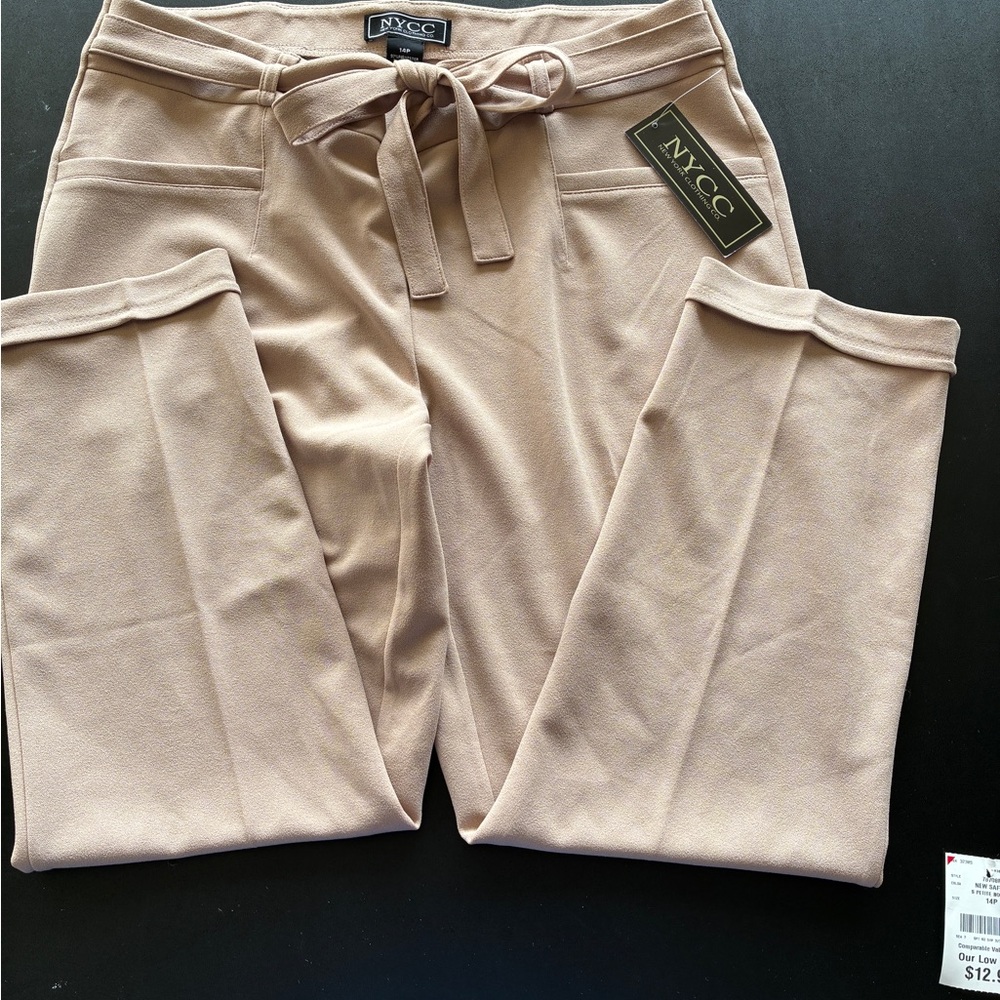 REDUCED!! NWT NYCC Women's Beige Tie-Waist Trousers